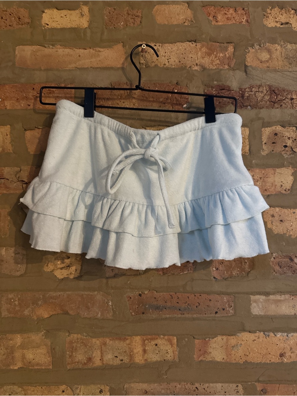 Edikted Gray Terry Cloth Ruffle Skort